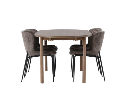 Venture Home Modesto & Andy Matstolar 2-pack Brun + Ovala Matbord 180 x 90 Nature