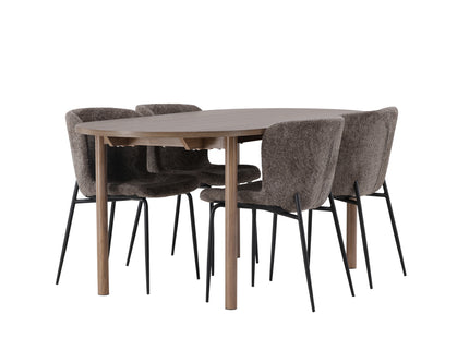 Venture Home Modesto & Andy Matstolar 2-pack Brun + Ovala Matbord 180 x 90 Nature