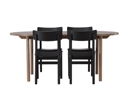 Venture Home Montros & Andy Matstolar 2-pack Svart + Ovala Matbord 180 x 90 Nature