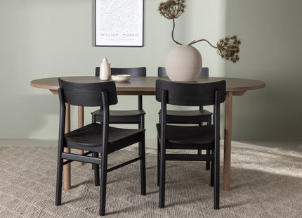 Venture Home Montros & Andy Matstolar 2-pack Svart + Ovala Matbord 180 x 90 Nature