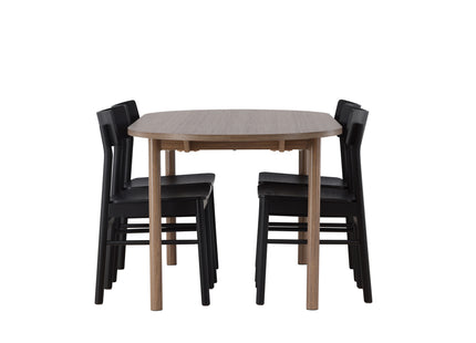 Venture Home Montros & Andy Matstolar 2-pack Svart + Ovala Matbord 180 x 90 Nature