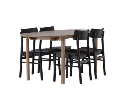 Venture Home Montros & Andy Matstolar 2-pack Svart + Ovala Matbord 180 x 90 Nature