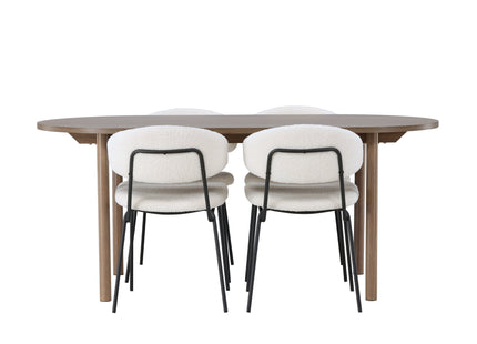Venture Home Chico & Andy Matstolar 2-pack Vit + Ovala Matbord 180 x 90 Nature