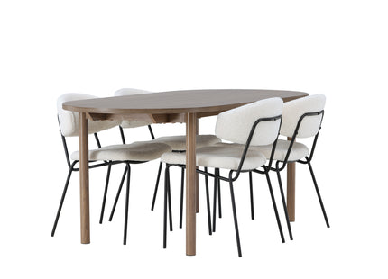 Venture Home Chico & Andy Matstolar 2-pack Vit + Ovala Matbord 180 x 90 Nature