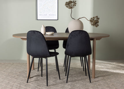 Venture Home Polar & Andy Matstolar 2-pack Svart + Ovala Matbord 180 x 90 Nature