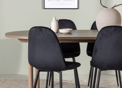 Venture Home Polar & Andy Matstolar 2-pack Svart + Ovala Matbord 180 x 90 Nature