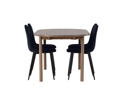 Venture Home Polar & Andy Matstolar 2-pack Svart + Ovala Matbord 180 x 90 Nature