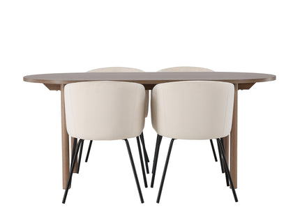 Venture Home Berit & Andy Matstolar Beige + Ovala Matbord 180 x 90 Nature