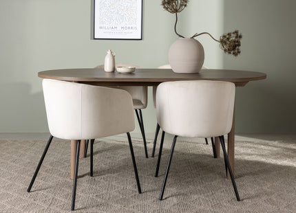 Venture Home Berit & Andy Matstolar Beige + Ovala Matbord 180 x 90 Nature