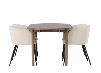 Venture Home Berit & Andy Matstolar Beige + Ovala Matbord 180 x 90 Nature
