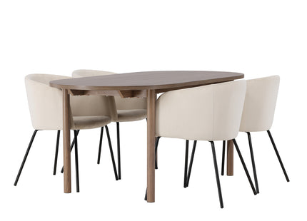 Venture Home Berit & Andy Matstolar Beige + Ovala Matbord 180 x 90 Nature