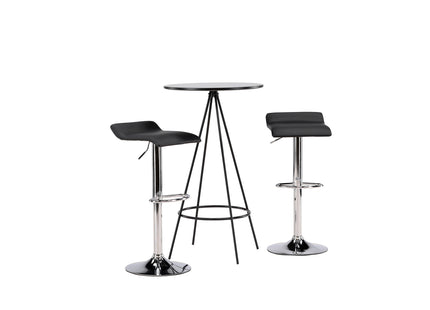 Venture Home Jonna & Bistro Barstolar 2-pack Svart + Barbord ⌀60 Svart