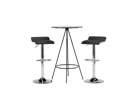 Venture Home Jonna & Bistro Barstolar 2-pack Svart + Barbord ⌀60 Svart