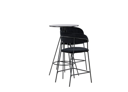 Venture Home Lui & Bistro Barstolar 2-pack Svart + Barbord ⌀60 Svart