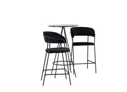Venture Home Lui & Bistro Barstolar 2-pack Svart + Barbord ⌀60 Svart