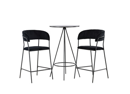 Venture Home Lui & Bistro Barstolar 2-pack Svart + Barbord ⌀60 Svart