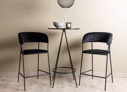 Venture Home Lui & Bistro Barstolar 2-pack Svart + Barbord ⌀60 Svart