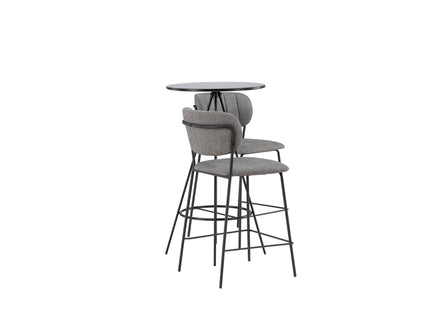 Venture Home Bell & Bistro Barstolar 2-pack Grå + Barbord ⌀60 Svart