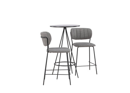 Venture Home Bell & Bistro Barstolar 2-pack Grå + Barbord ⌀60 Svart