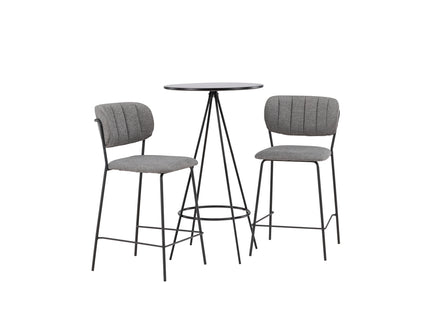 Venture Home Bell & Bistro Barstolar 2-pack Grå + Barbord ⌀60 Svart