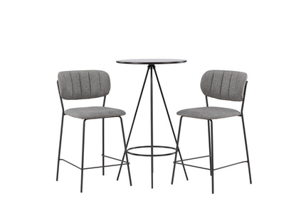 Venture Home Bell & Bistro Barstolar 2-pack Grå + Barbord ⌀60 Svart