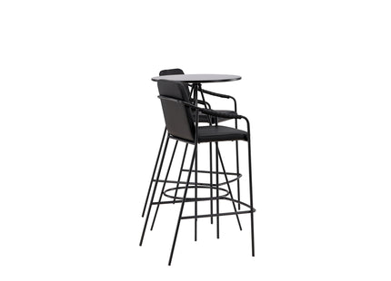 Venture Home Tvist & Bistro Barstolar 2-pack Svart + Barbord ⌀60 Svart