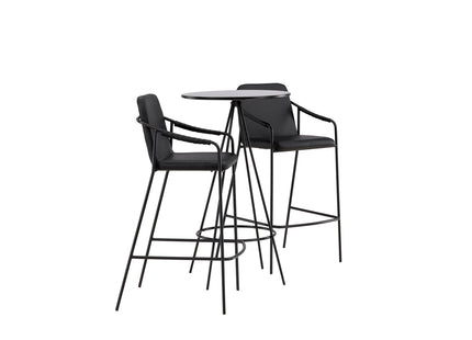 Venture Home Tvist & Bistro Barstolar 2-pack Svart + Barbord ⌀60 Svart