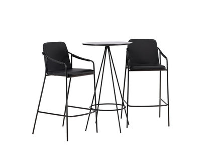 Venture Home Tvist & Bistro Barstolar 2-pack Svart + Barbord ⌀60 Svart
