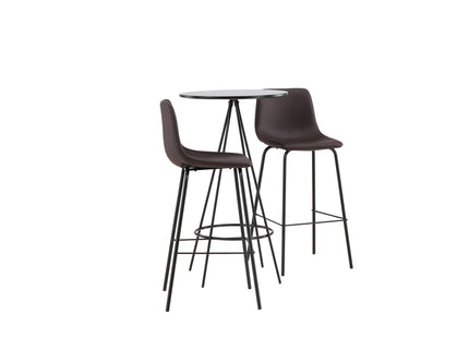 Venture Home Alexi & Bistro Barstolar 2-pack Brun + Barbord ⌀60 Svart