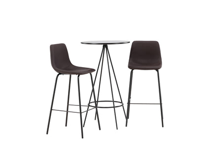 Venture Home Alexi & Bistro Barstolar 2-pack Brun + Barbord ⌀60 Svart