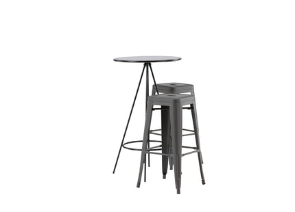 Venture Home Tempe & Bistro Barstolar 4-pack Mörkgrå + Barbord ⌀60 Svart