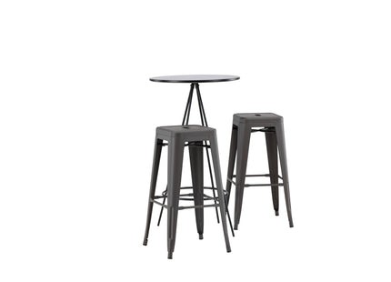 Venture Home Tempe & Bistro Barstolar 4-pack Mörkgrå + Barbord ⌀60 Svart