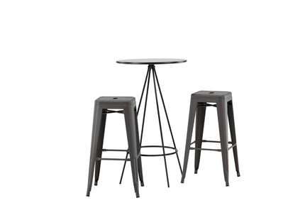 Venture Home Tempe & Bistro Barstolar 4-pack Mörkgrå + Barbord ⌀60 Svart