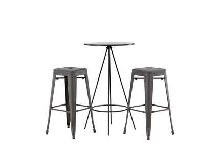 Venture Home Tempe & Bistro Barstolar 4-pack Mörkgrå + Barbord ⌀60 Svart