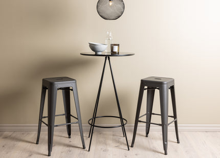 Venture Home Tempe & Bistro Barstolar 4-pack Mörkgrå + Barbord ⌀60 Svart