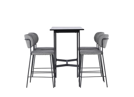 Venture Home Rax & Bell Barbord 120 x 60 Svart + Barstolar 2-pack Grå