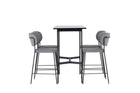 Venture Home Rax & Bell Barbord 120 x 60 Svart + Barstolar 2-pack Grå