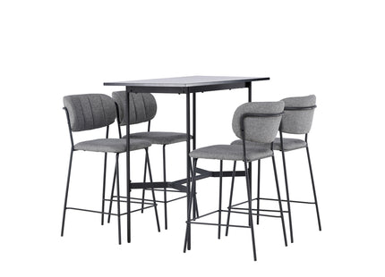Venture Home Rax & Bell Barbord 120 x 60 Svart + Barstolar 2-pack Grå