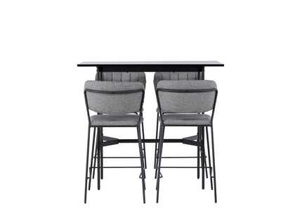 Venture Home Rax & Bell Barbord 120 x 60 Svart + Barstolar 2-pack Grå