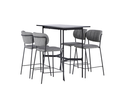 Venture Home Rax & Bell Barbord 120 x 60 Svart + Barstolar 2-pack Grå