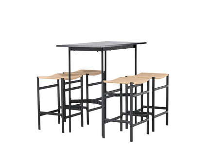 Venture Home Polly & Rax Barstolar 2-pack Nature + Barbord 120 x 60 Svart