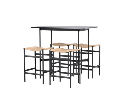 Venture Home Polly & Rax Barstolar 2-pack Nature + Barbord 120 x 60 Svart