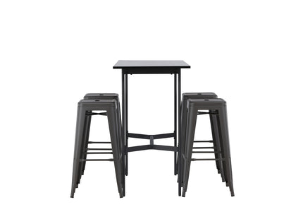 Venture Home Tempe & Rax Barstolar 4-pack Mörkgrå + Barbord 120 x 60 Svart