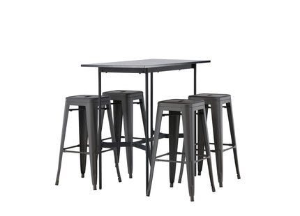 Venture Home Tempe & Rax Barstolar 4-pack Mörkgrå + Barbord 120 x 60 Svart