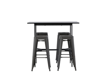 Venture Home Tempe & Rax Barstolar 4-pack Mörkgrå + Barbord 120 x 60 Svart