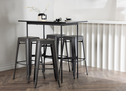 Venture Home Tempe & Rax Barstolar 4-pack Mörkgrå + Barbord 120 x 60 Svart