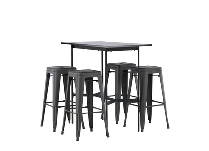 Venture Home Tempe & Rax Barstolar 4-pack Mörkgrå + Barbord 120 x 60 Svart