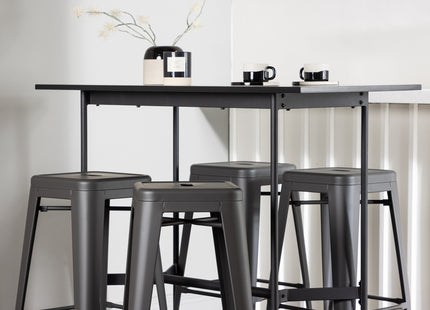 Venture Home Tempe & Rax Barstolar 4-pack Mörkgrå + Barbord 120 x 60 Svart