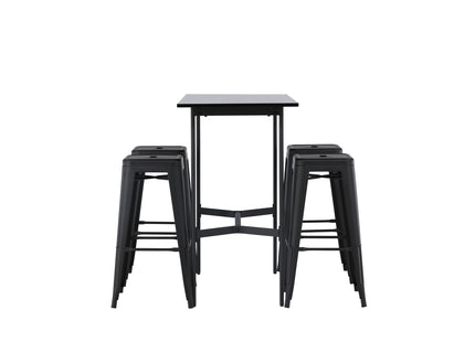 Venture Home Tempe & Rax Barstolar 4-pack Svart + Barbord 120 x 60 Svart