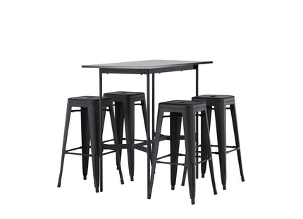 Venture Home Tempe & Rax Barstolar 4-pack Svart + Barbord 120 x 60 Svart